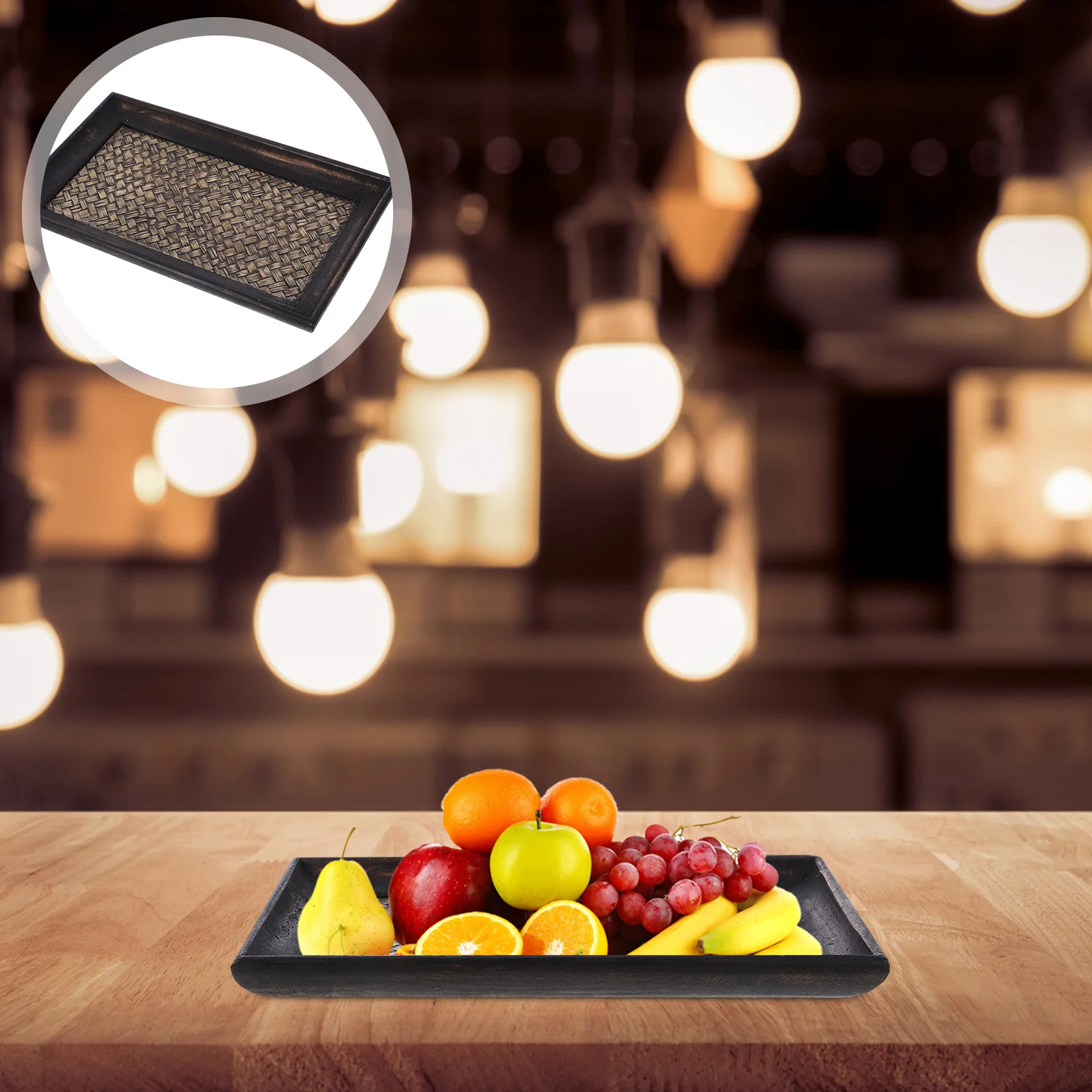 

Bamboo Tray Vintage Wooden Heat Insulation Non-Slip Multi-Purpose Serving Tray Home Hotel Restaurant Decor Catering Trays