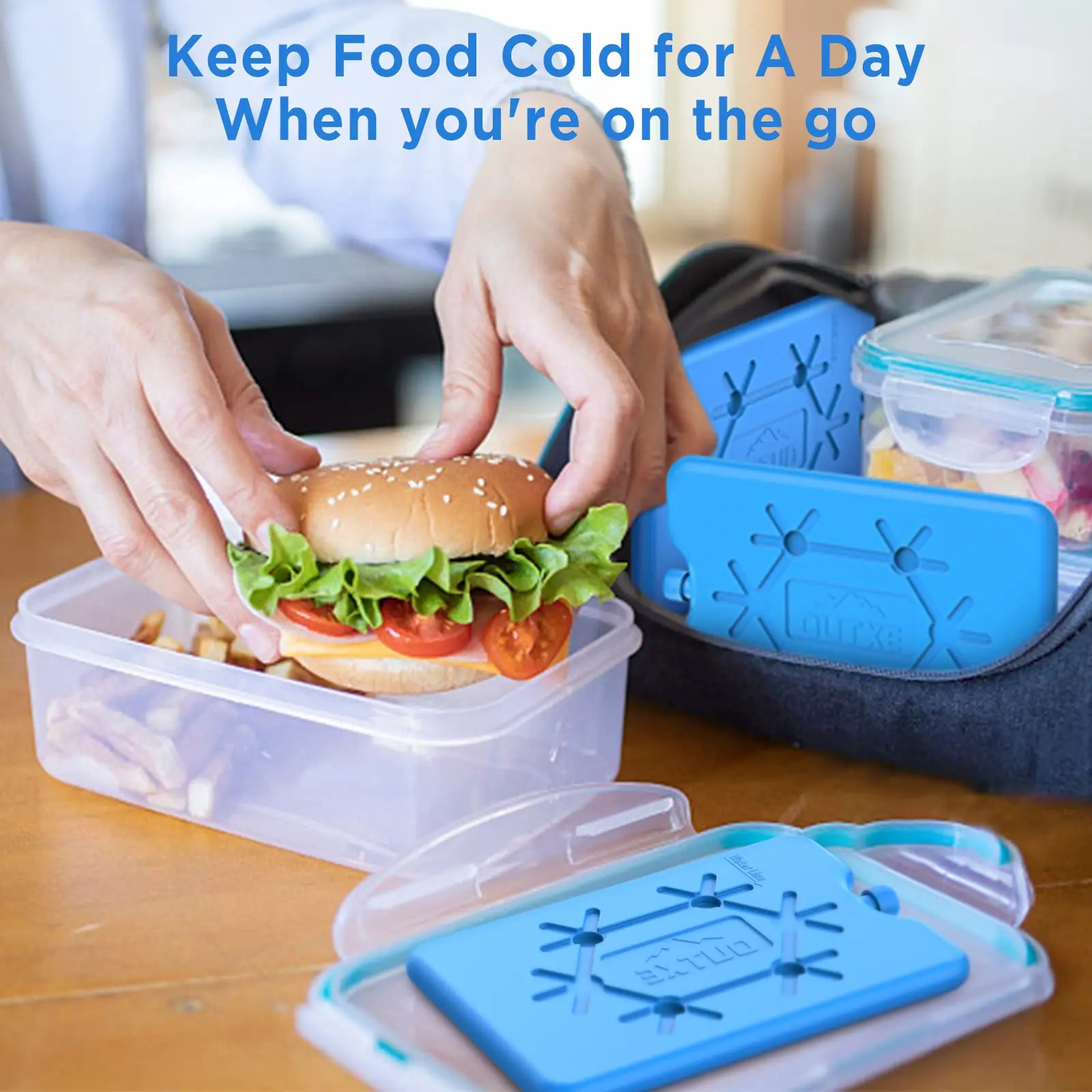 Reusable Frozen Ice Pack Box Quick Freezing Fresh-keeping Iced Box Outdoor Food Freezer For Camping Fishing Picnic BBQ Lunch Box