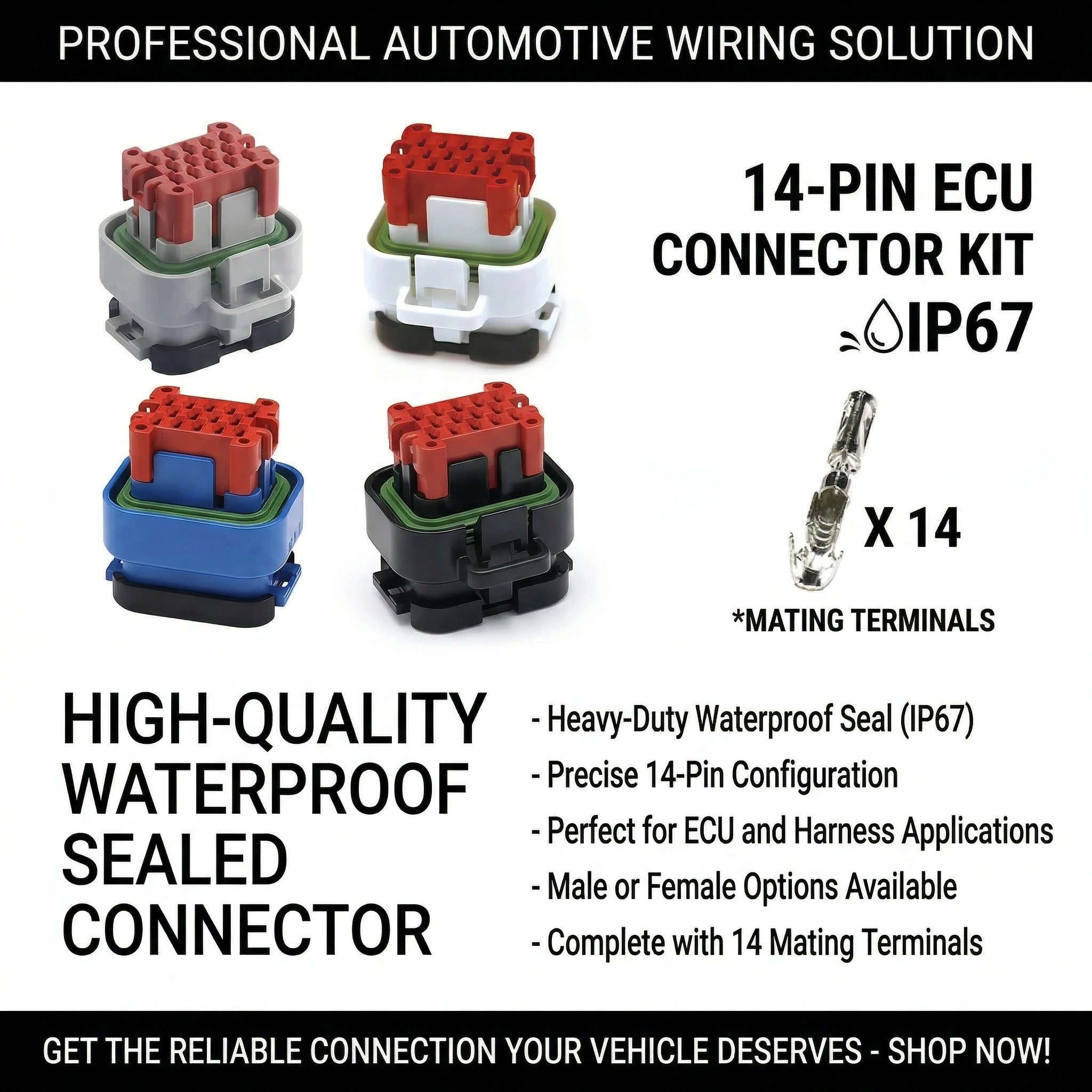 

1PCS ECU Controller 14 Pin Positions AMPSEAL PCB Mount Housing Plug Header Vertical Male Connector 776228-1 770680-1 776273-1