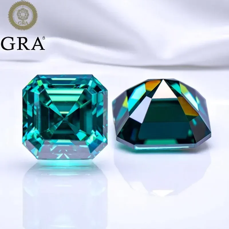 

New Natural Green Moissanite Stone Asscher Cut With GRA Certificate Pass s Tester Gemstones For Charm Jewelry Diy Making
