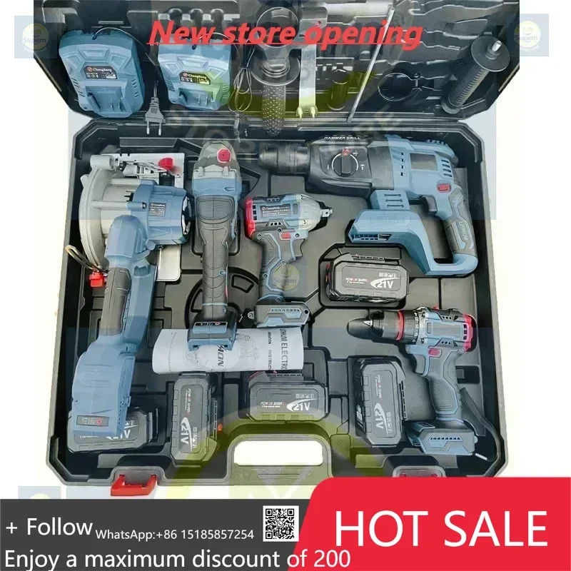 Set di utensili elettrici a batteria senza spazzole – Combinazione multifunzione, alimentata a batteria al litio