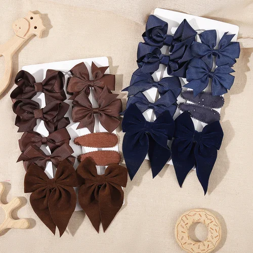 Imagen 2 del producto 10 unids/set de lazos para el pelo para niñas, Otoño Invierno, textura, regalos de moda hechos a mano, lazos para niños, horquillas, accesorios para el cabello de bebé