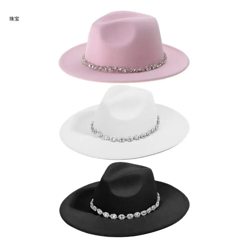 

X5QE Cowboy Hat for Girls Cowgirl Hat with Glitter Rhinestones Belt Birthday Party Hat Costume Accessories