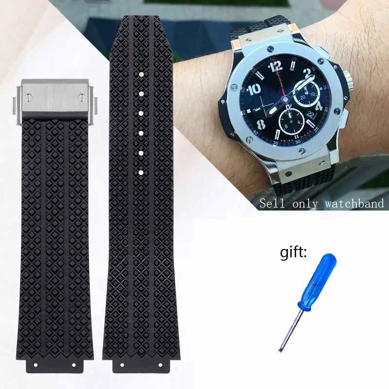 Watch Band for HUBLOT BIG BANG Silicone 26*19mm Waterproof Men's Watch Strap Chain Watch Accessories Rubber Bracelet Wristband