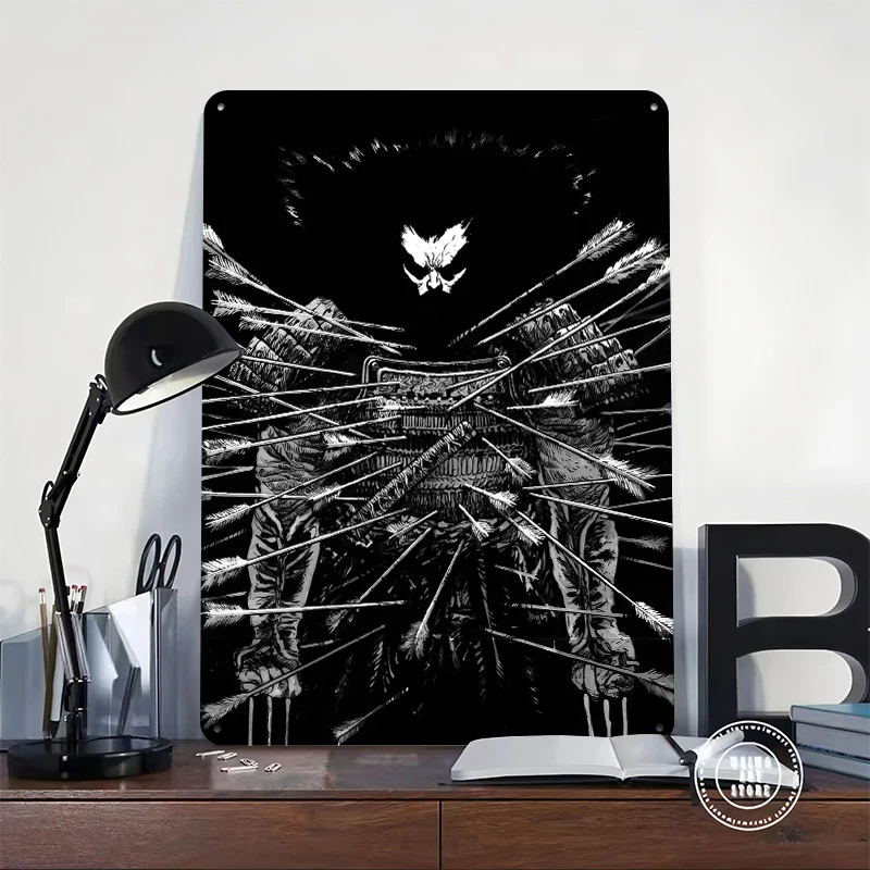 Samurai Pierced By Arrows Tin Poster Customized Wall Art Retro Vintage Metal Signs for Fans Room Bedroom Decoration At Home Cozy