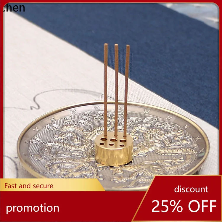 

Cz shuanglong fu character large incense plate lotus nine-hole incense holder antique copper alloy incense burner