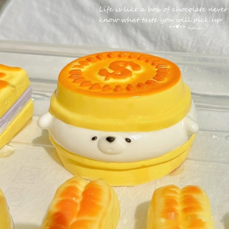 Tart Pinch Cat Egg Tart Cat Egg Tart Water Sensation Explosive Paste Cream Sensation Decompression Imitation Silicone Soft Touch