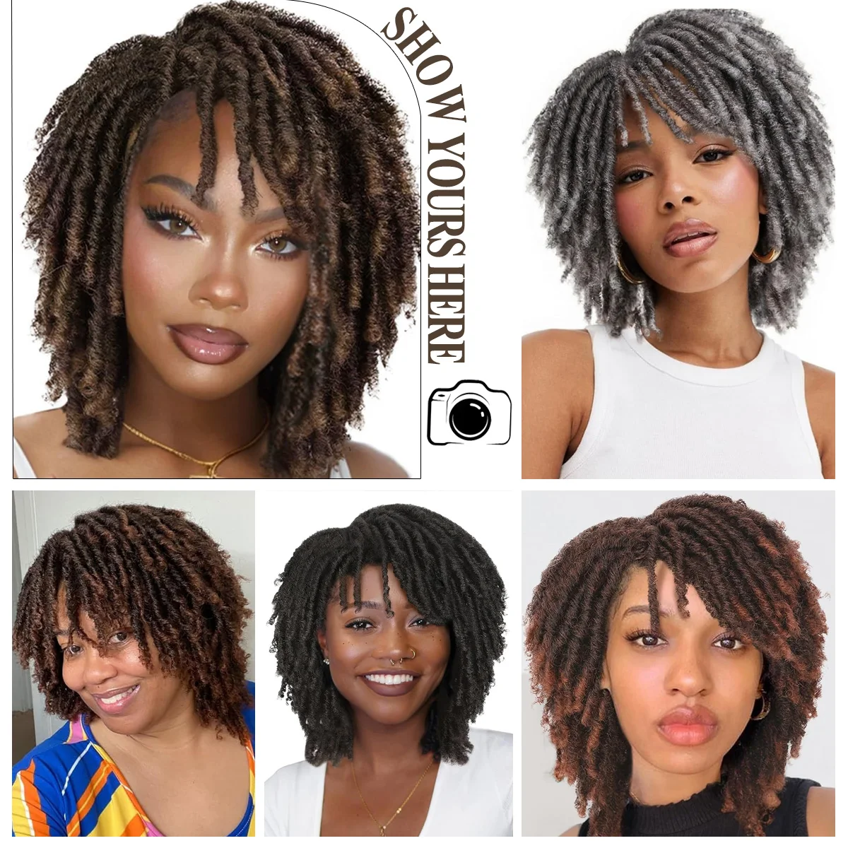 6 inch 4-packs korte dreadlocks grijs gekleurde ombre synthetische haarbundels
