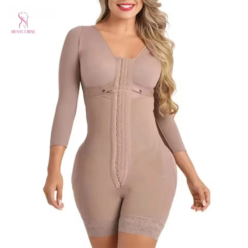 High Compression Faja Full Body Shaper With Sleeves Women Tummy Control Abdomen And Butt Lifter Post Surgery Shapewear Bodysuit