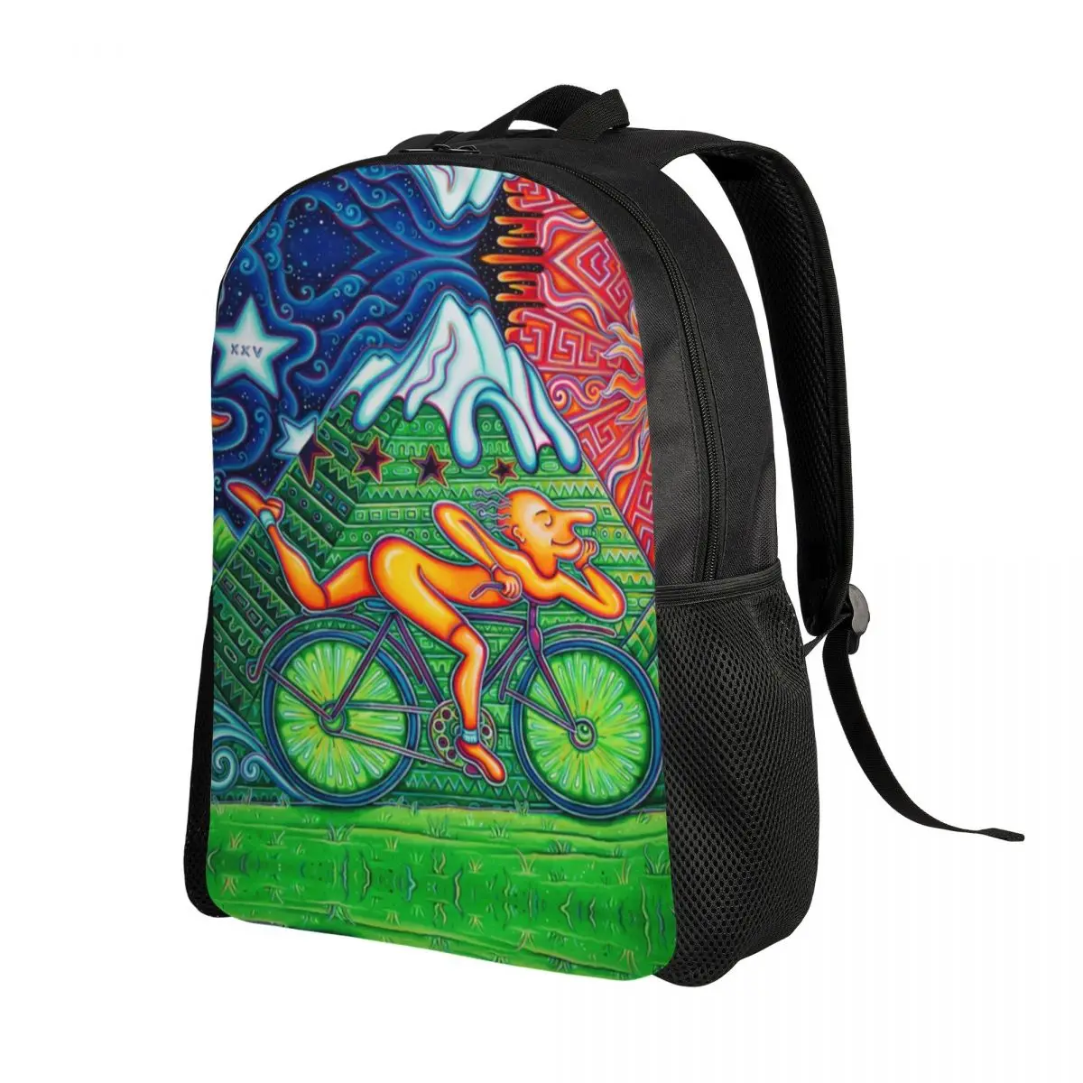 Personalized Albert Hoffman LSD Bicycle Day Backpack Men Women Fashion Bookbag for School College Acid Blotter Party Bags