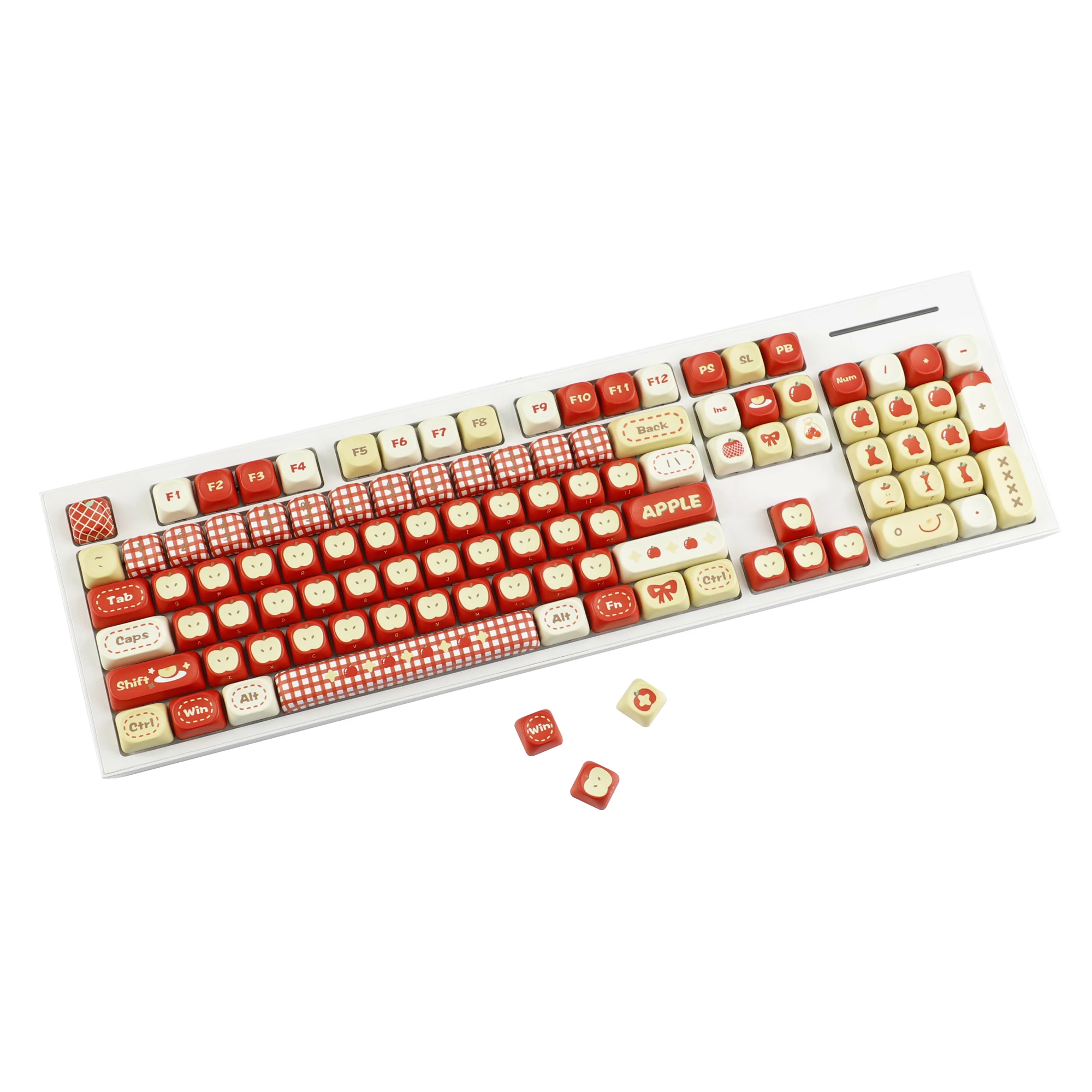 YMDK Red Green Apple Keycaps MOA Profile PBT Dye Sub Cute Keycap for 61/68/75/87/98/104/108 MX Mechanical Keyboards