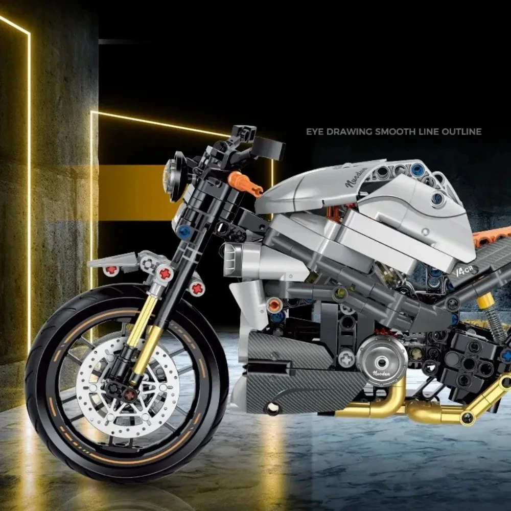 BaooMA – blocs de construction rétro, échelle technique, moteur de moto, LINKAGE PISTON, jouets de motocycliste pour enfants garçons, cadeaux d'anniversaire, 1/8