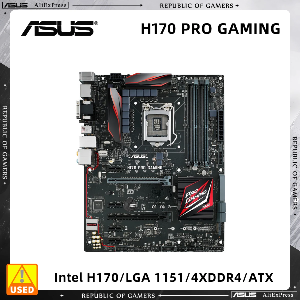 

ASUS Motherboard, H170 PRO GAMING, H170 Chipset, LGA 1151 Socket for 6th 7th Gen Core 6500 7500, ATX Form Factor, 4 DDR4 Slots