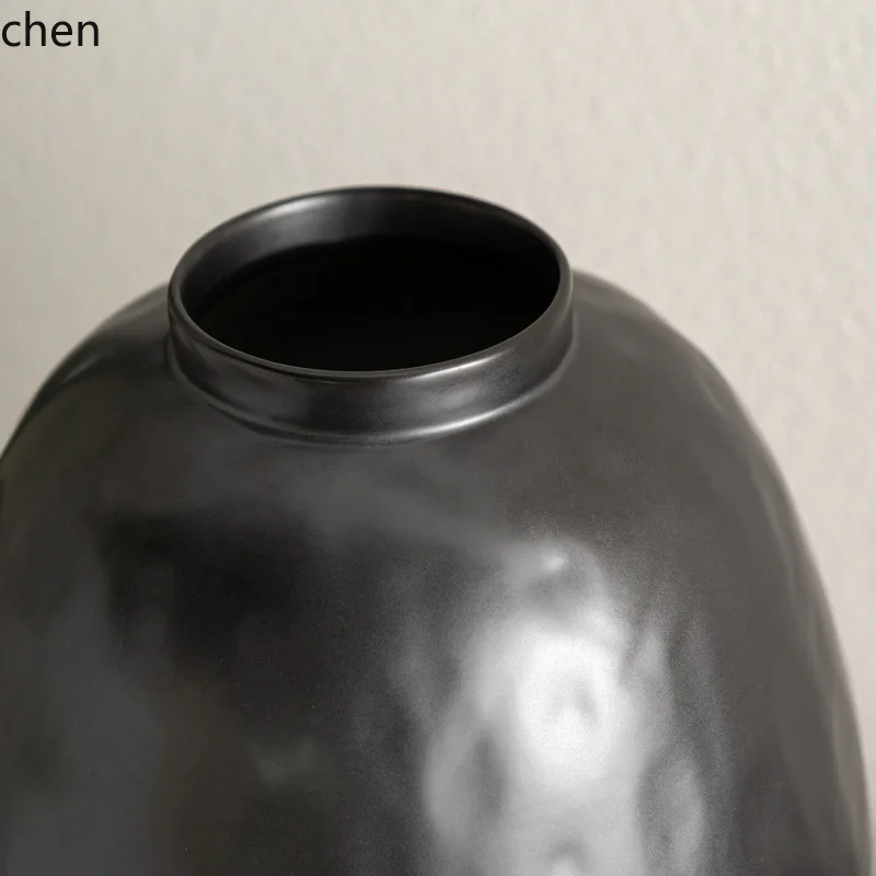 CZ   Black and White Texture Ceramic Vase Abstract Irregular Shape for Homestay Entrance Living Room Desktop Hydroponic Vase