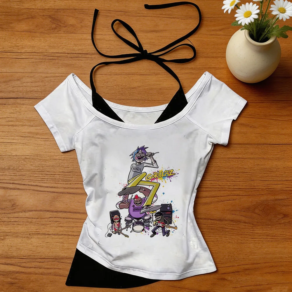 Gorillaz cropped top women graphic vintage clearance sales cute scene  shirt baddie emo gyaru summer grunge
