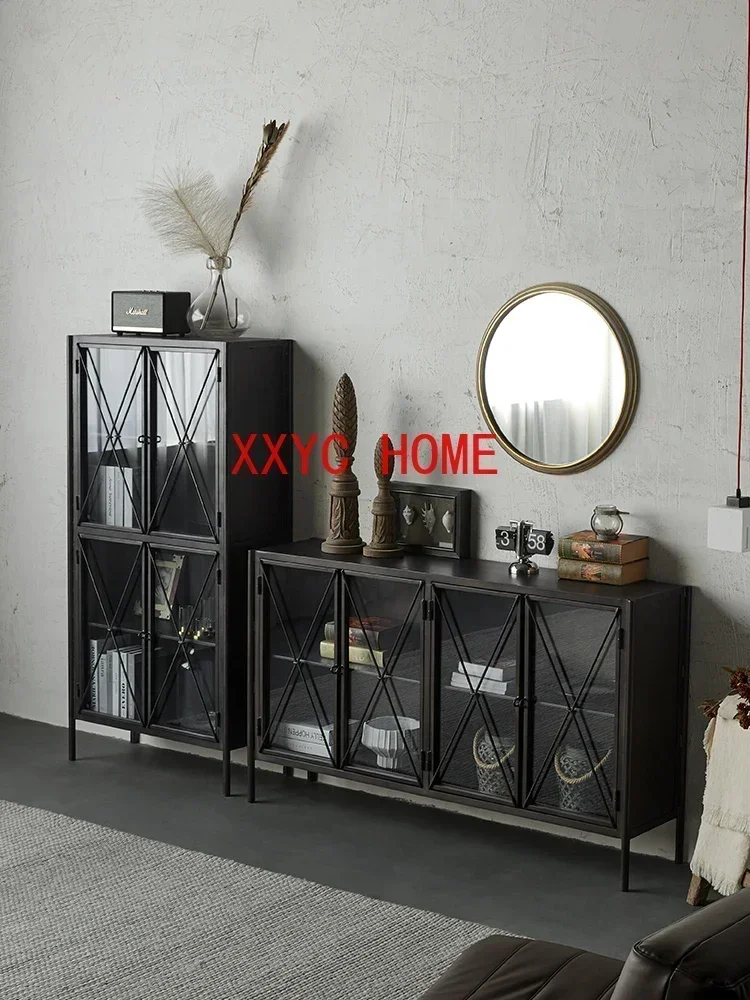 Credenza da soggiorno in metallo Curio Display Nordic Light Luxury Distressed Cabinet da ingresso