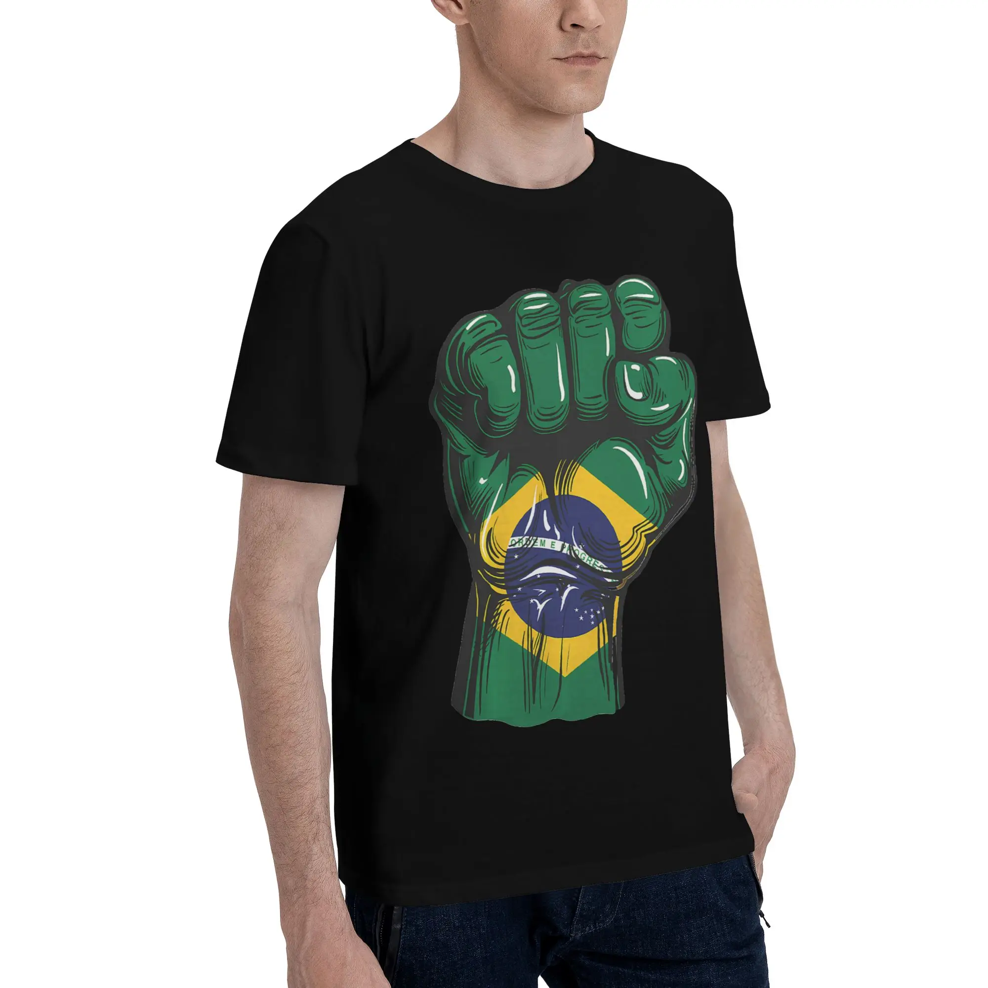 Brazilian Pride Brasilian Roots  Graphic 100% Cotton T-Shirt Brasil Flag Tops Tees For Men
