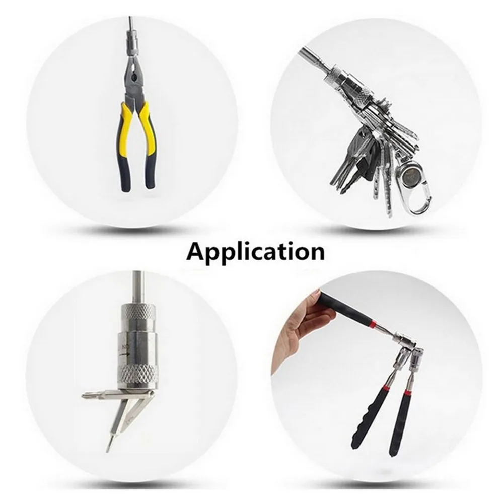 เครื่องมือหยิบและหยิบแม่เหล็กแบบพกพา2ชิ้นพร้อมไฟ LED 1.5lb และ10lb แท่งยาวรถอุปกรณ์หยิบและเก็บโลหะ