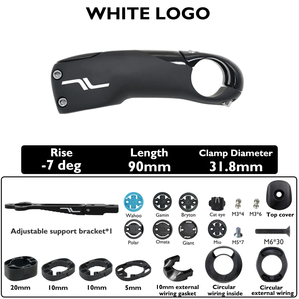 SES Aero koolstofvezel stuurpen, racefiets stuurpen, interne kabelgeleiding, -7 °   hoek, 80 mm-130 mm, inclusief beugel-/afstandhouders accessoire