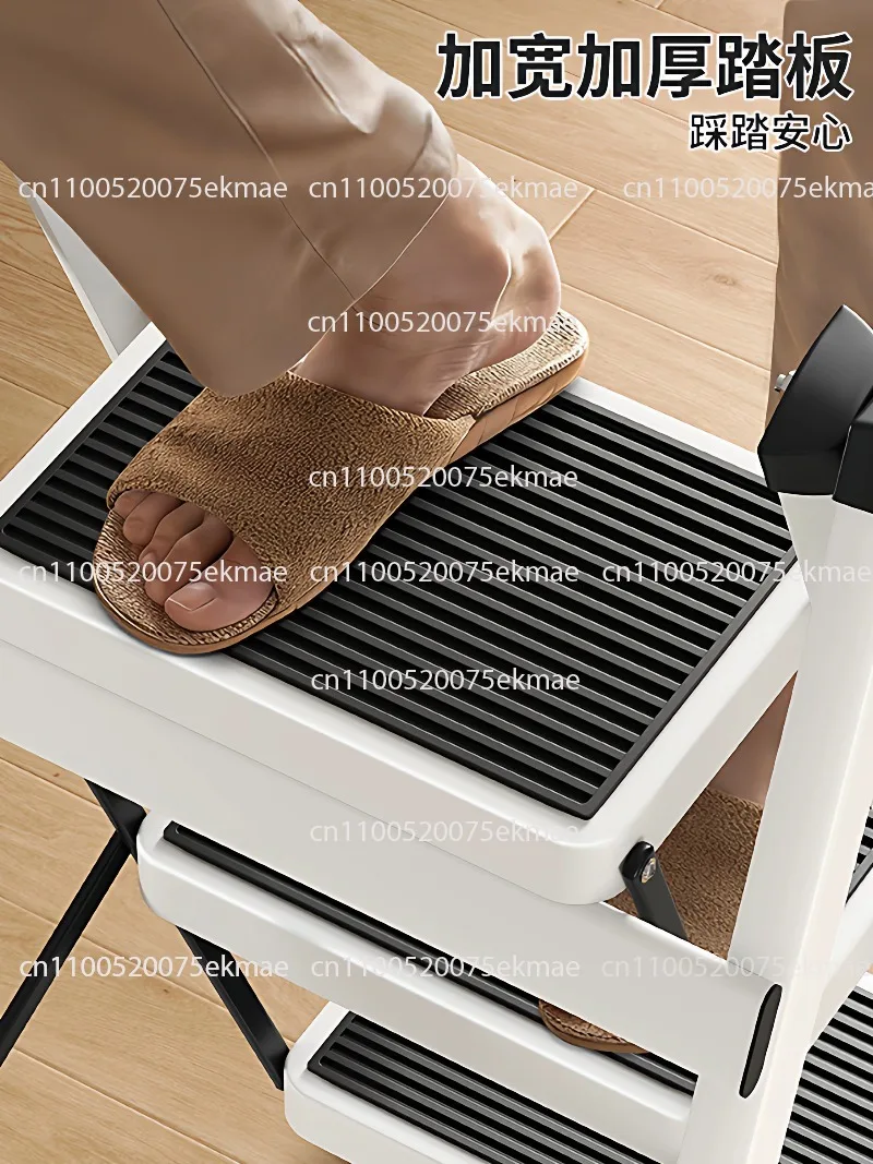3 Step Folding Ladder, Anti-Slip Wide Pedal 330lbs Carbon Steel Step Stool with Storage Shelf, Multifunctional Plant Stand