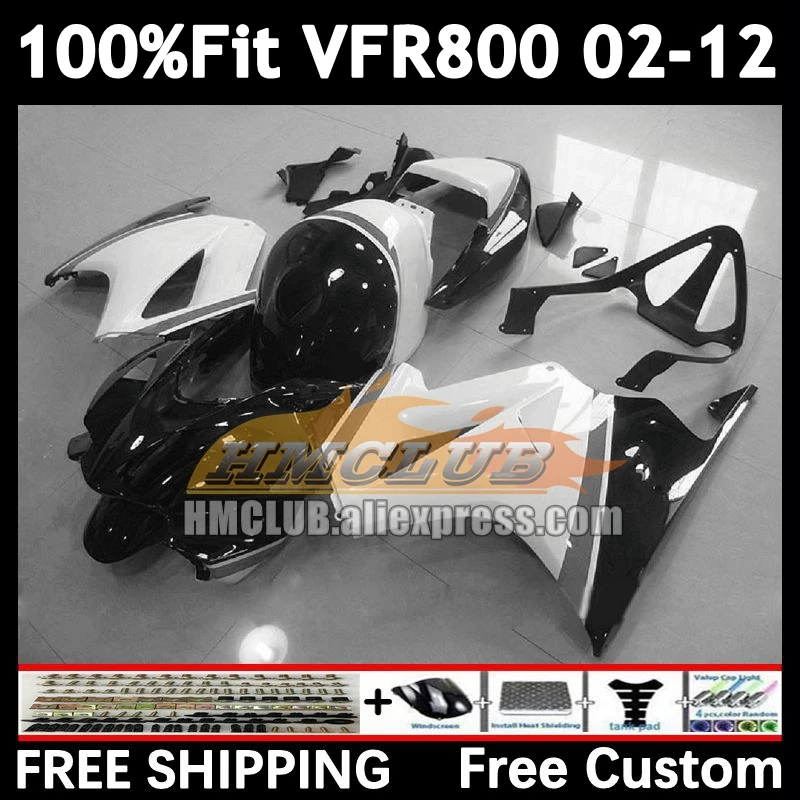 Interceptor For HONDA VFR800RR VFR800 70No.148 VFR 800RR 800 RR 2002 2003 black white 2004 2005 2006 2007 08 09 10 11 12 Fairing