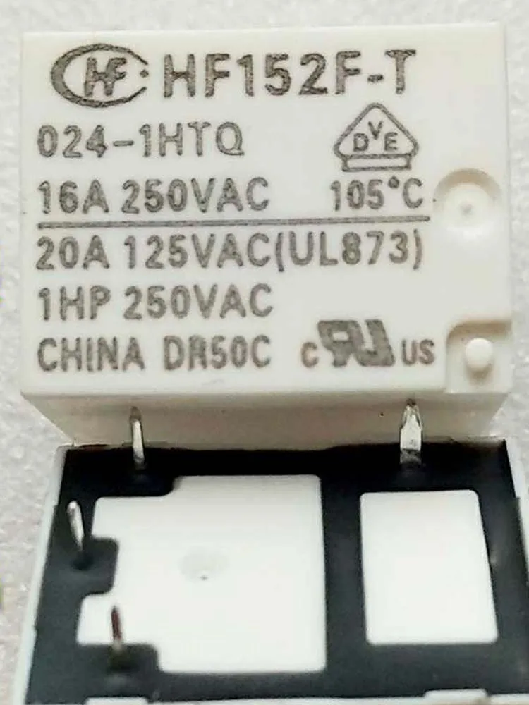 5 PCS 24V Relay HF152F-T 024-1HTQ 24VDC 16A 4Pins