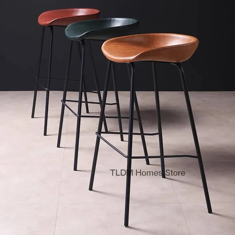 PU-leather Modern Bar Chairs Nordic Office Luxury High Stool Bar Chairs Reception Italian Design Bar Furniture Banqueta LLBC