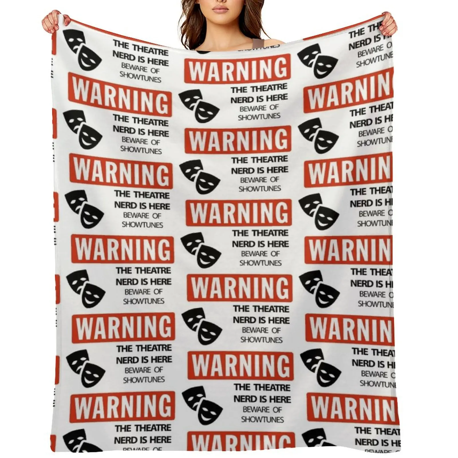

WARNING Theatre Nerd Throw Blanket Luxury Designer Camping Summer Beddings Hairys Blankets