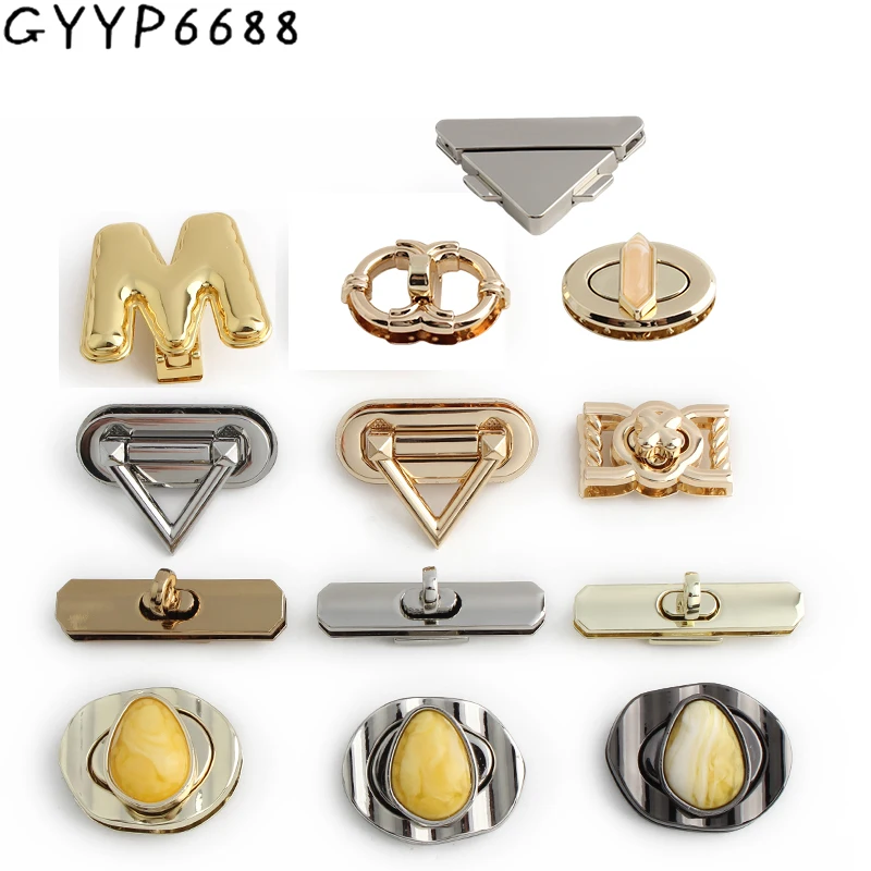 

2-5-20Sets Oval Rectangle Metal Turn Lock Twist Lock For DIY Leather Bags Handbags Purse Closure Buckles Flip Lock Accessories