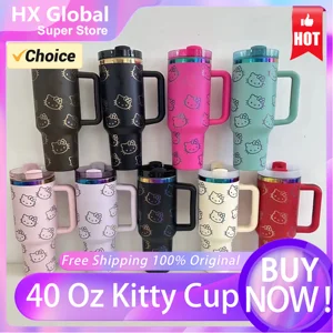 Stainless Steel Vacuum isolated car mug, Hello Kitty Handle Cup, Straw lid, Double Thermal Wall, Iced Travel, Christmas, 40oz, 2024 8 Main Sales Mug Hello Kitty - №7
