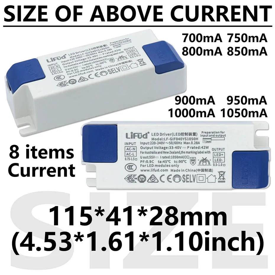 Kein Flimmern LiFud LED-Treiber DC25-42V/33-40V 135mA 200mA 300mA 600mA 700mA 900mA 1000mA 1200mA 1300mA 1400mA 1500mA Netzteil – Detail 2