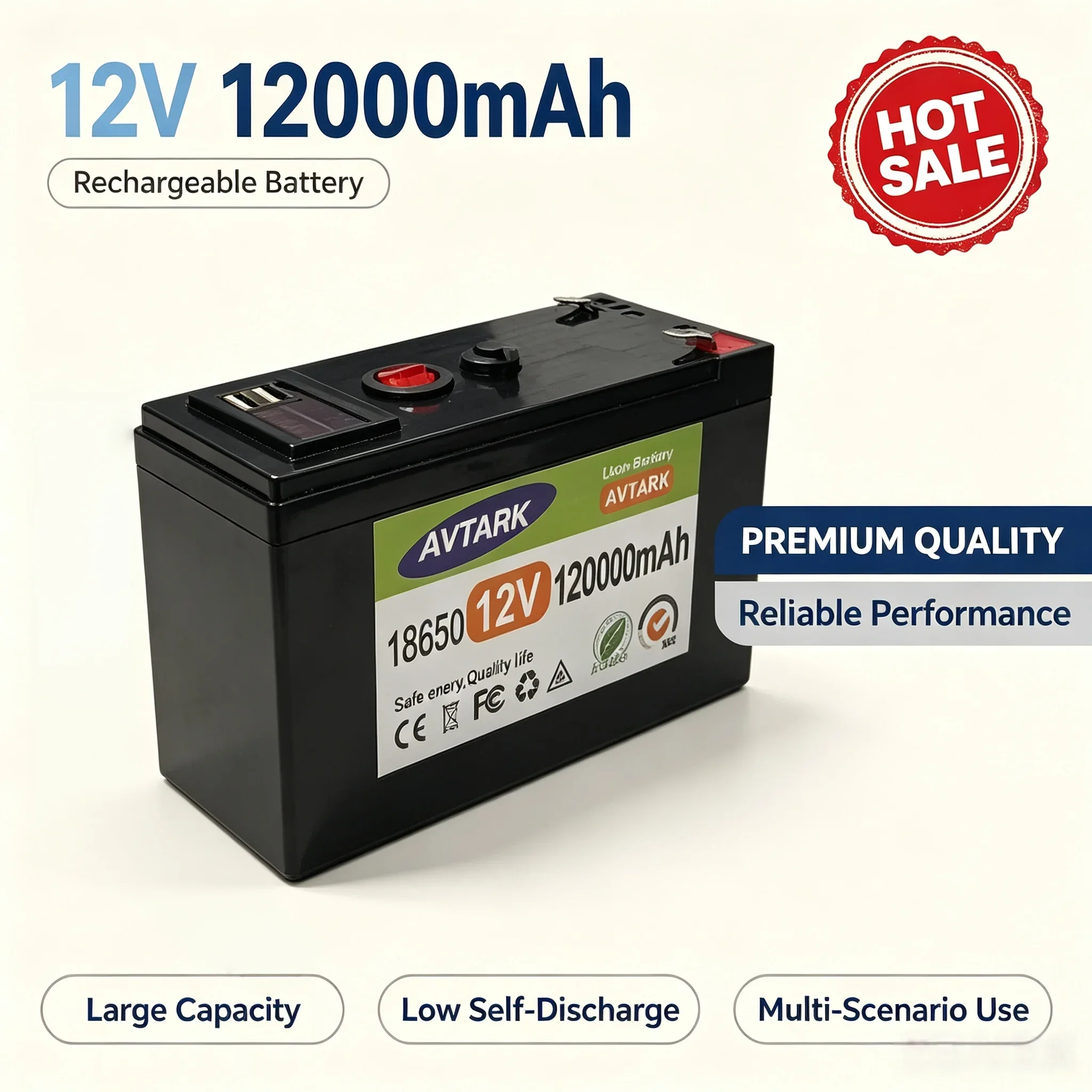 12V 120Ah LiFePO4 Deep Cycle Battery 4000+ Cycles Lithium Iron Phosphate Storage For Solar Wind RV Off-Grid Camping Power