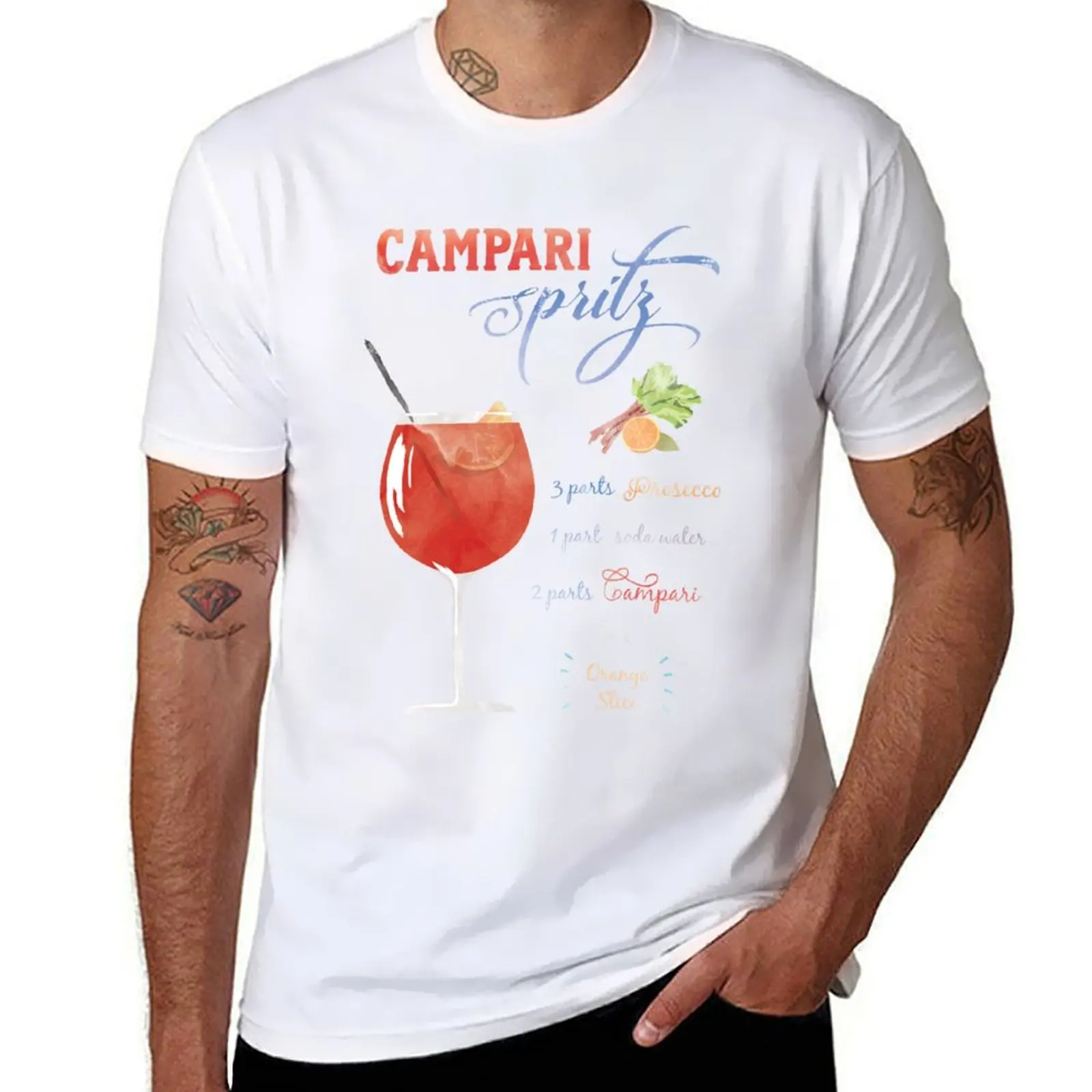 

Campari Spritz Watercolour T-Shirt man t shirts cotton man t shirt summer T-Shirt