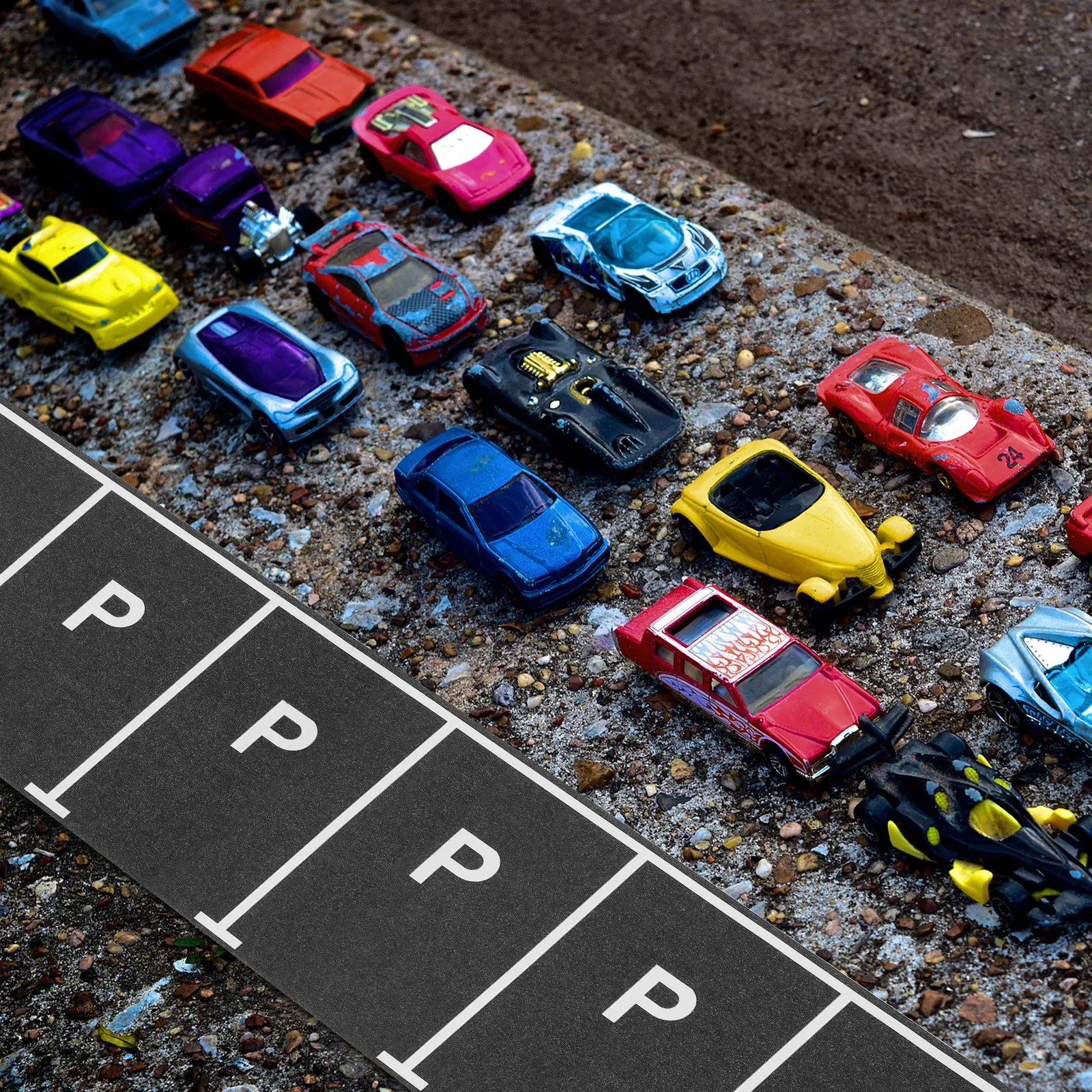 

Рулонная миниатюрная лента для разметки парковочных мест DIY: креативный дизайн для детей, инструмент для создания микро-парковки, клейкая дорожная разметка