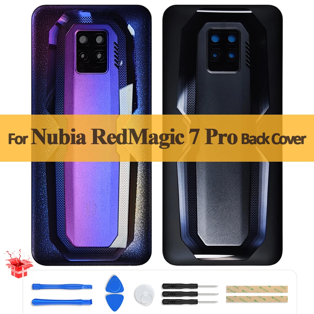 Original Back Cover For ZTE nubia Red Magic 7 Pro Battery Back Cover Housing Rear Door Case NX709J Replace Parts + Camera Lens