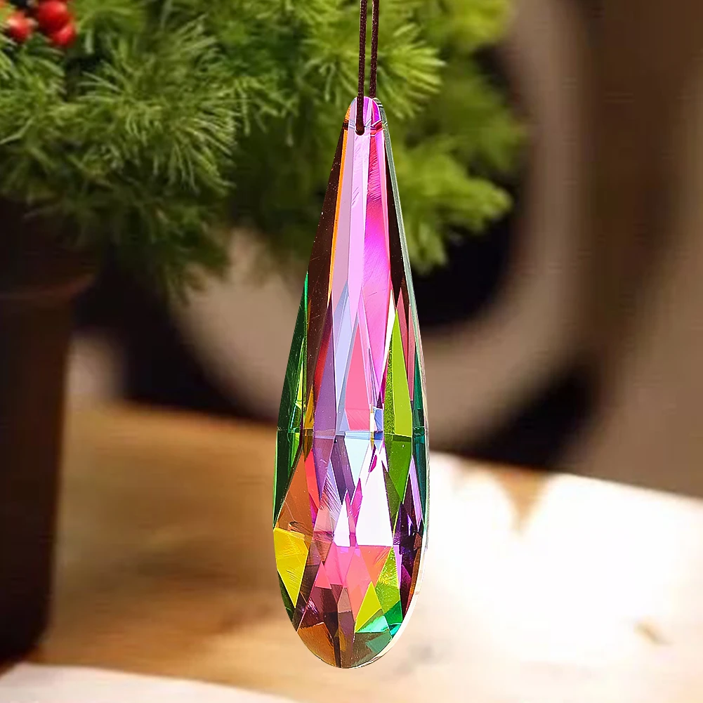 120mm Drop Rainbow Crystal Suncatcher Faceted Prism Hanging Decor Lightcatcher Chandelier Crystal Pendant Parts Home Decor Props