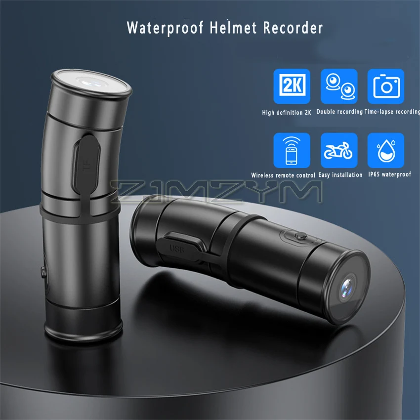 2K HD Dual Lens Motorcycle Mountain Bike Waterproof Recorder Helmet Bike Riding  Action Camera DVR Dash Cam Vlog Video Recorder