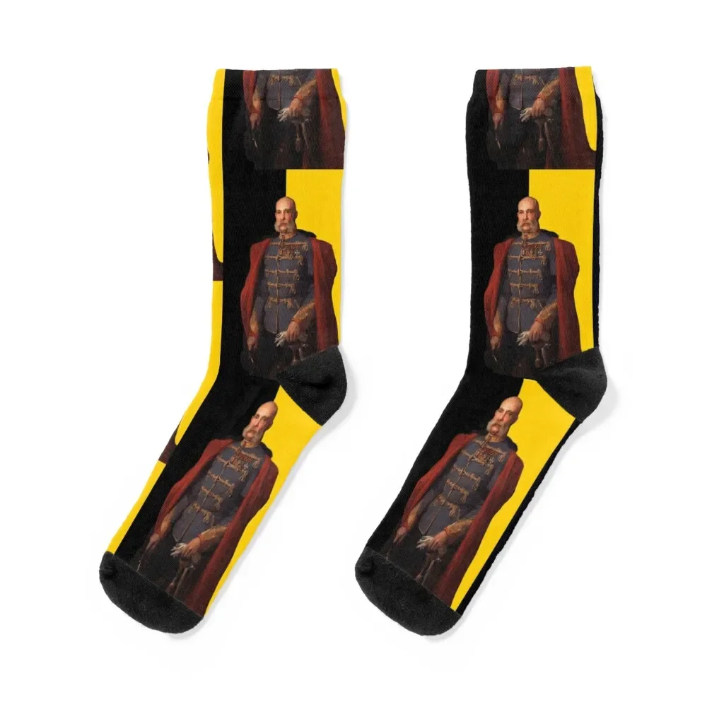 

Franz Joseph I of Austria with Flag Socks retro Soccer heated floral Luxury Woman Socks Men's