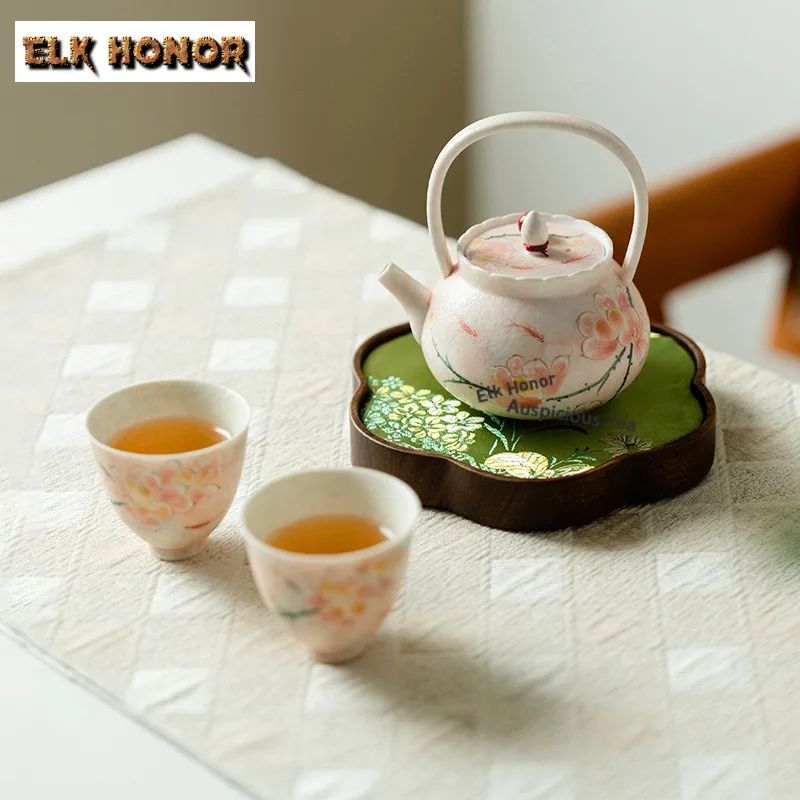 

Hand-painted Orchid High-handled Pot Teapot Creative Tea Infuser Pot Tea Maker Kettle With Strainer Flower Tea Cafes Decoration