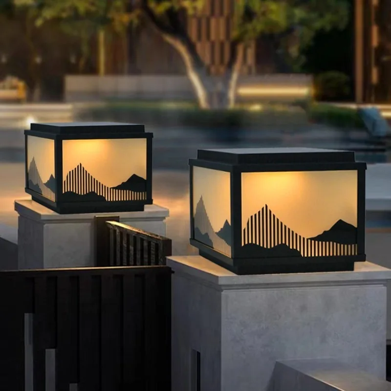 Modern Solar Column Headlights Floor Lamp Minimalist Entrance Column Table Light Outdoor Waterproof Courtyard Villa Walls Garden
