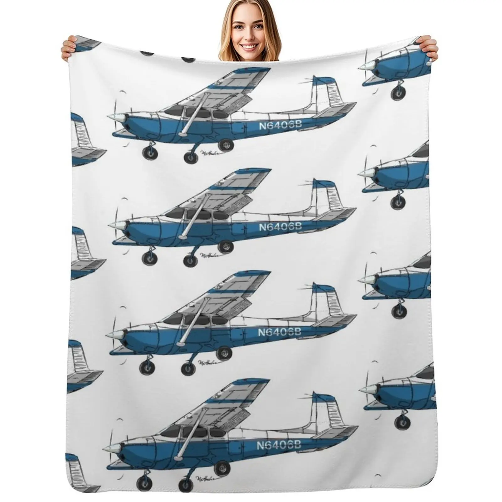 

Cessna 172 N6406B Throw Blanket Decorative Soft Throw Blanket for Couch Sofa