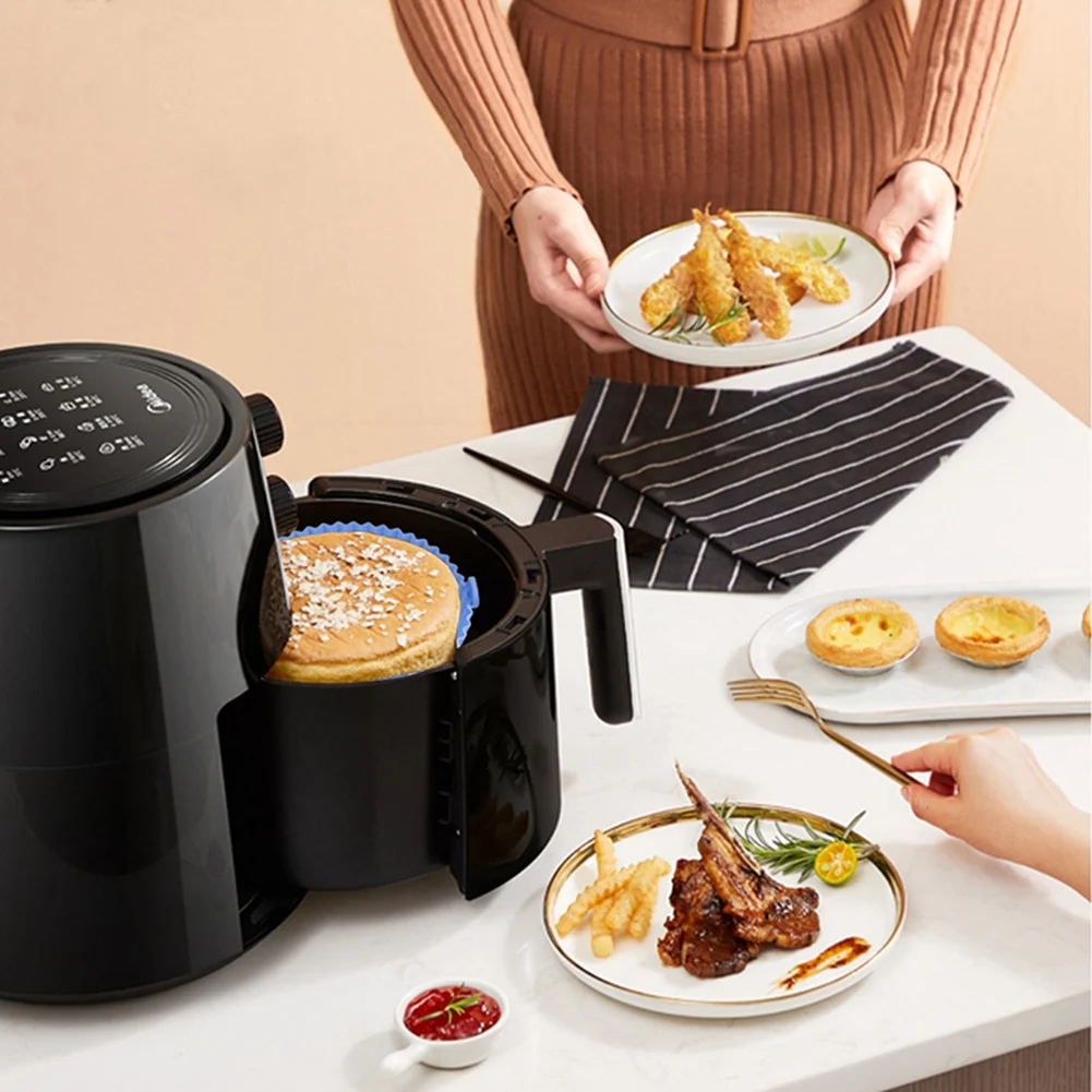 

ABWR-Air Fryer Silicone Pot Mat Cake Molds Silicone Basket Baking Pan For Roasting Microwave Air Fryer Liner Accessories