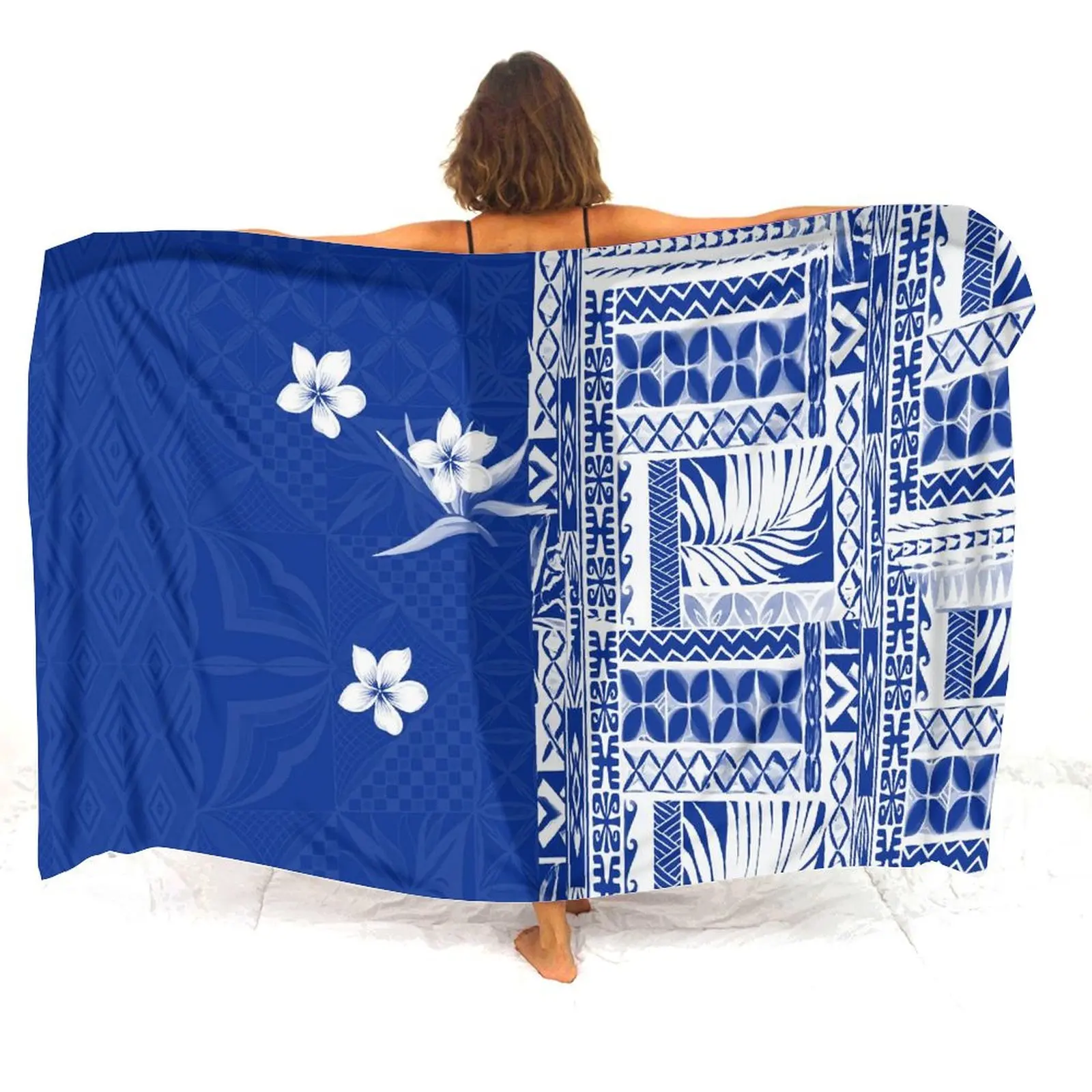 Soft Island Sarong Beach Pool Polynesian Jacket Sarong Custom Print Design Beach Woman One Piece Sarongs Beach Wrap Beach บิกินี่