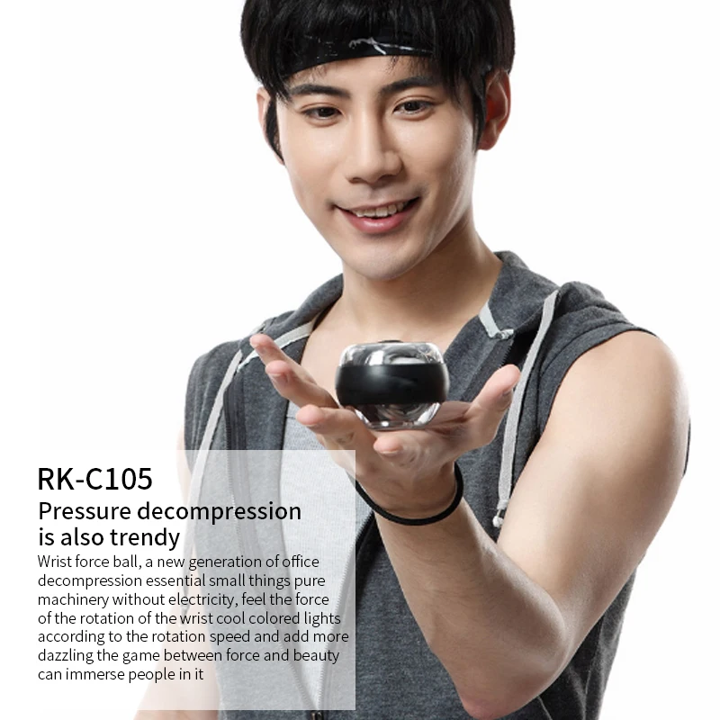 Fortalecedor de pulso e antebraço, Power Ball, Trainer Workout, Basic Push-Up Spinning Gyro Ball com luz LED