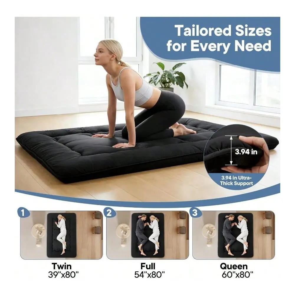 Floor Mattress Twin Size, Futon Mattress Foldable With Removable Washable Cover, Portable Roll Up Tatami Kids Room, Dorm, Sleep