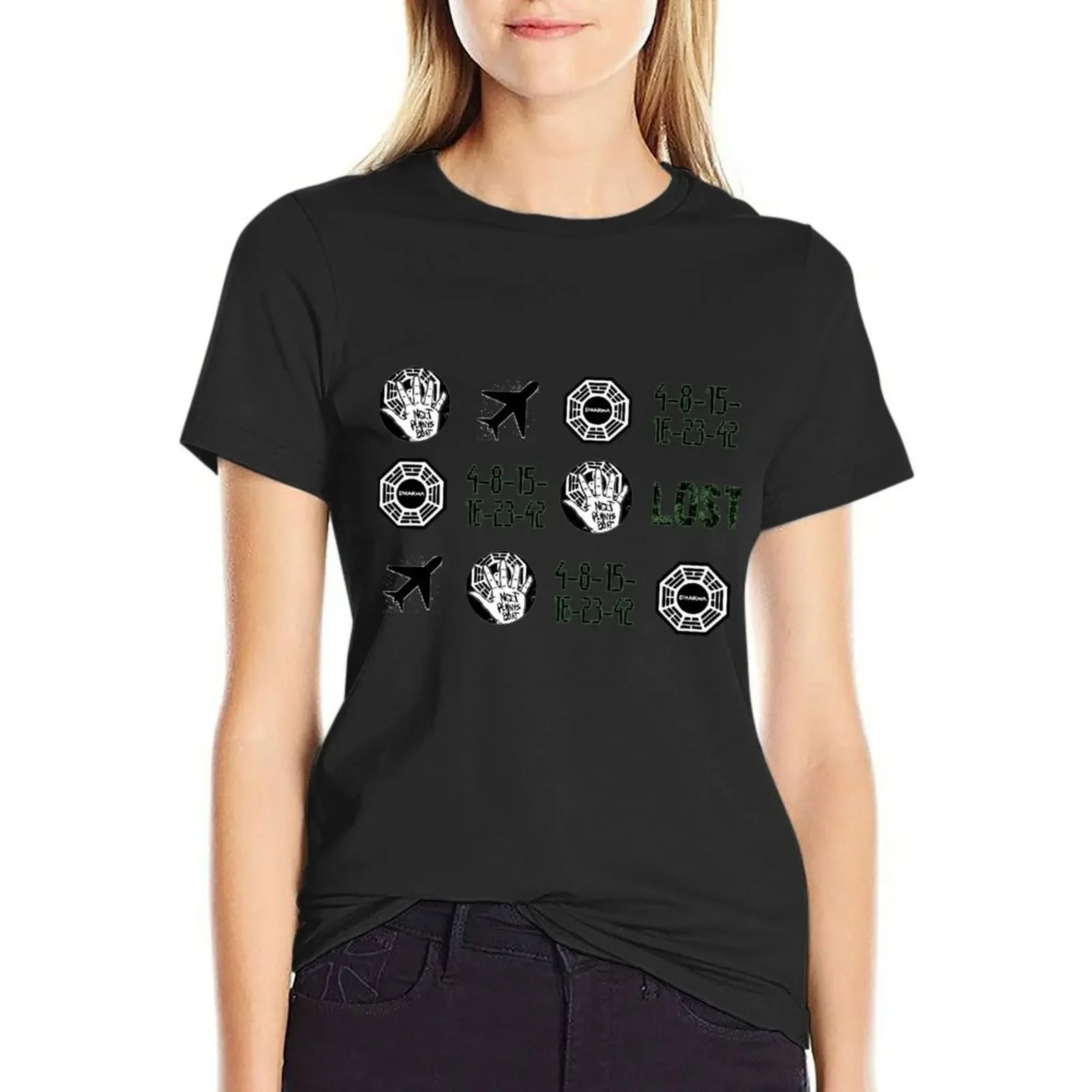 

Lost-symbols T-Shirt quick-drying tees vintage clothes cat shirts for Women