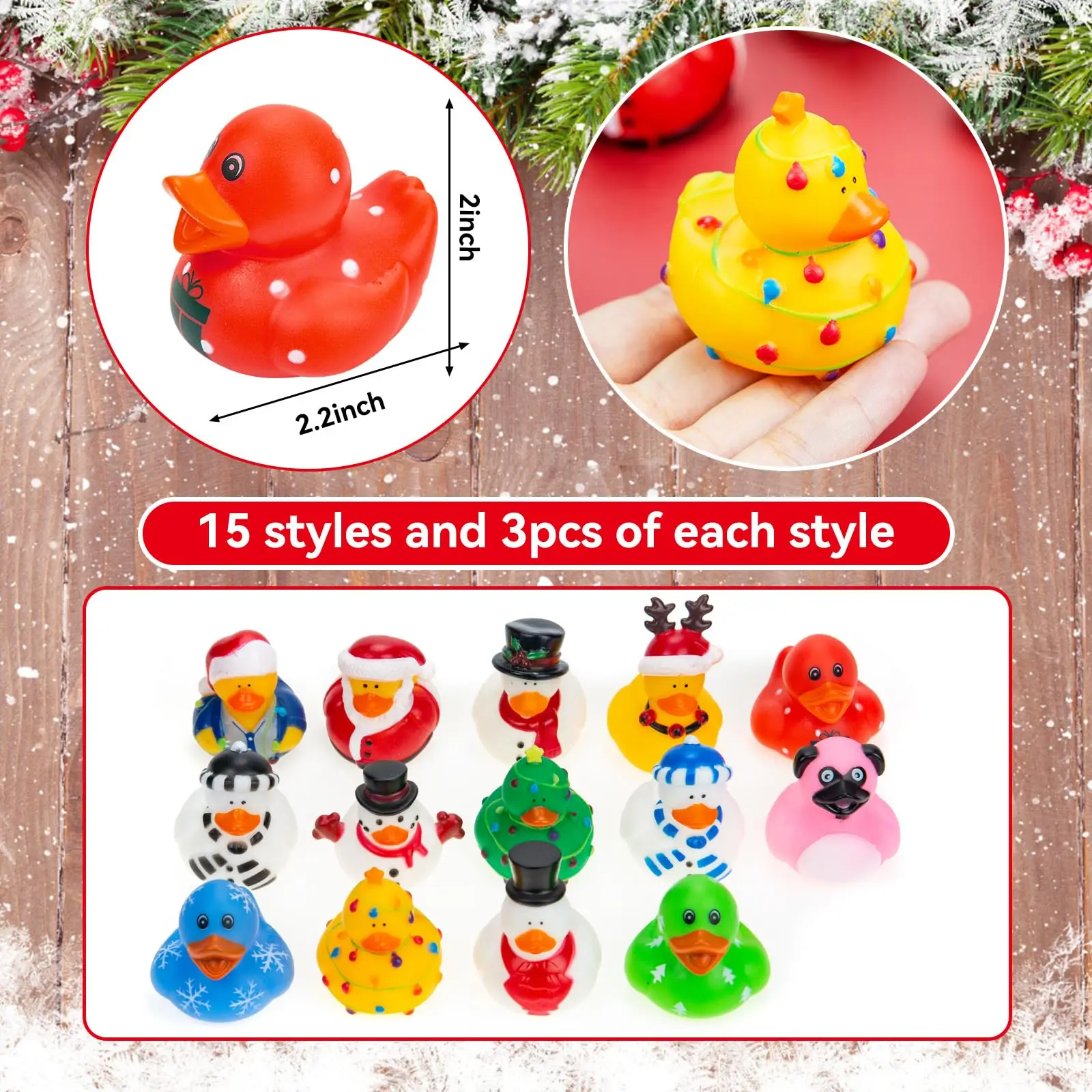 Jeep Duckies DLIGHTs en caoutchouc pour enfants, cadeaux de fête de Noël, bas de Noël, jouets d\'échange de cadeaux, accessoires, 6, 12/24