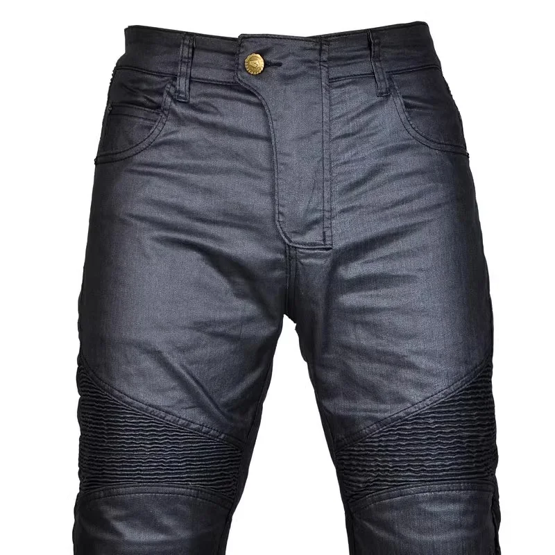 VOLERO Upgrade Coated Waterproof Denim Locomotive Cycling Moto Racing Drop-Proof Pants With CE Armor Pad Motorcycle Riding Jeans