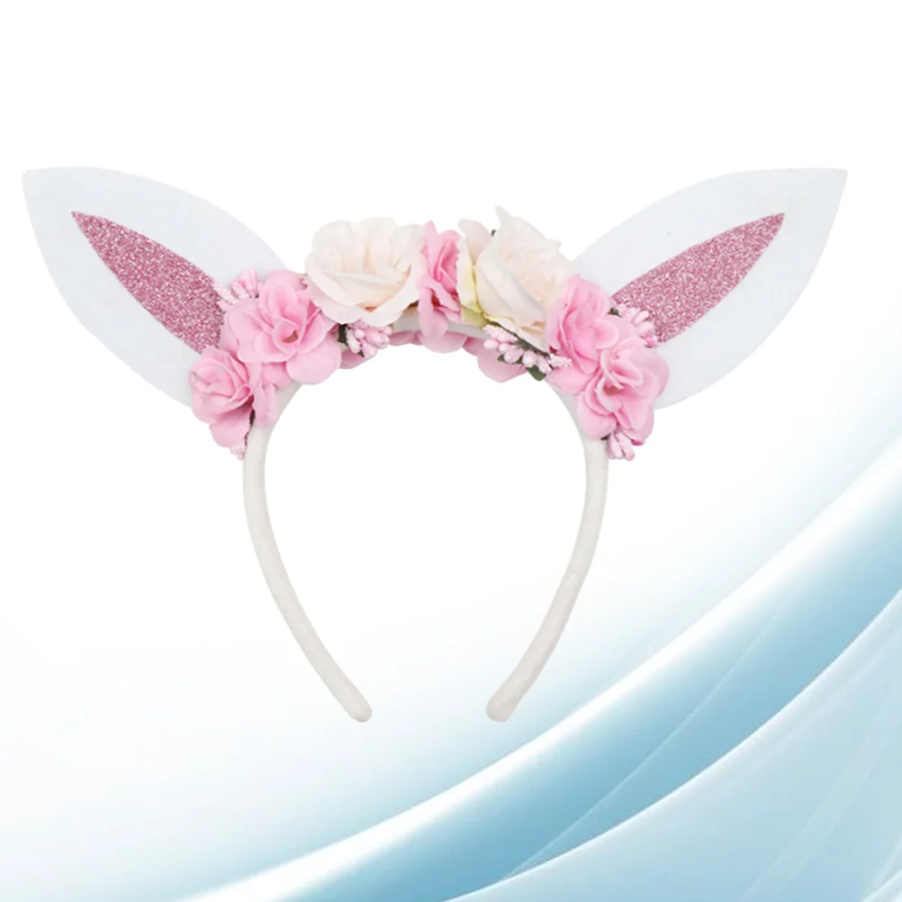 1PC Rabbit Ear Hair Easter Bunny Ear Headband Flower Headdress Party Hair Decoration for Kids Girls Easter Headdress