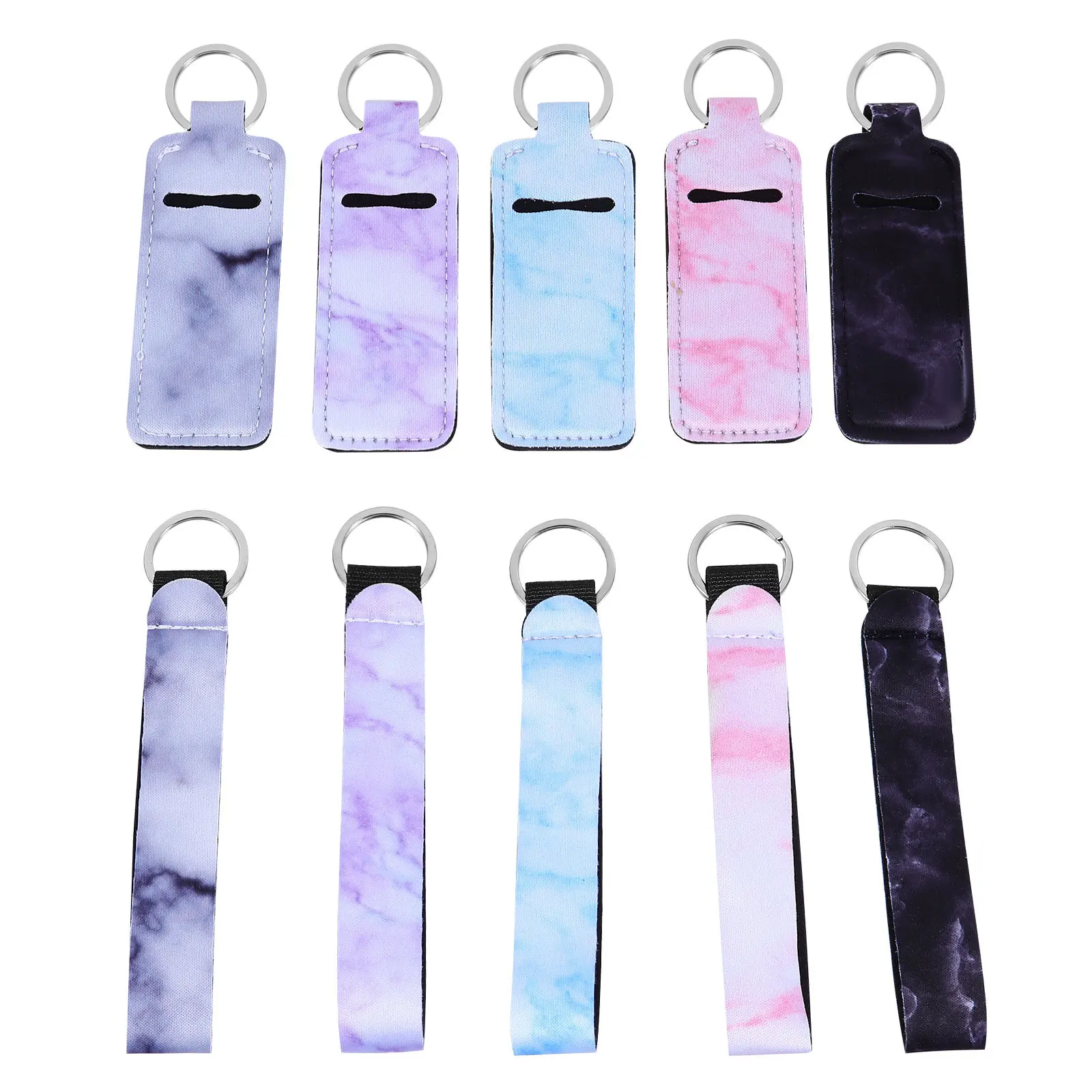 

10Pcs Lipstick Keychain Holder Compact Key Ring Wristlet Lanyard Portable Stylish Chic Fashionable Organizer Keychain